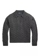 Ralph Lauren: Polo Wool-Blend Cable-Knit Polo Sweater