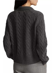 Ralph Lauren: Polo Wool-Blend Cable-Knit Polo Sweater