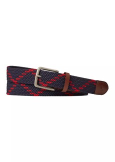 Ralph Lauren Polo Zigzag Leather-Trim Webbed Belt