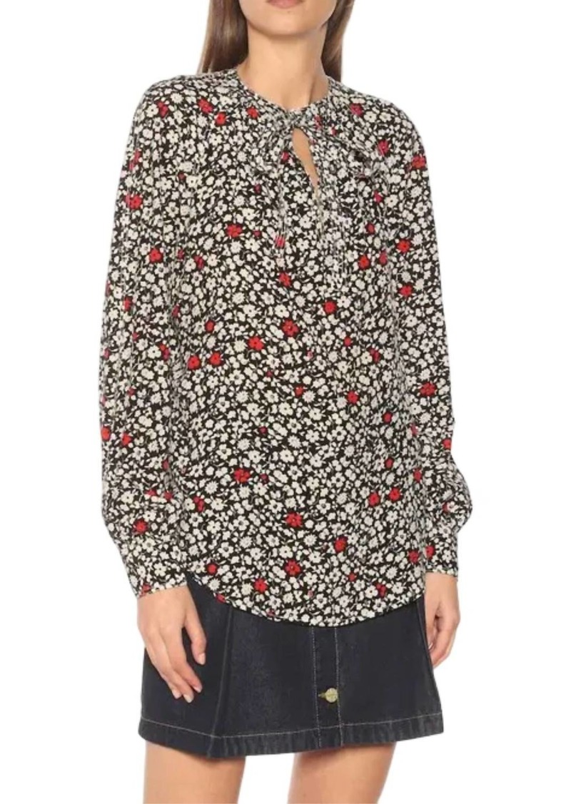 Ralph Lauren Poppy Floral Long Sleeve Top In Multi Black