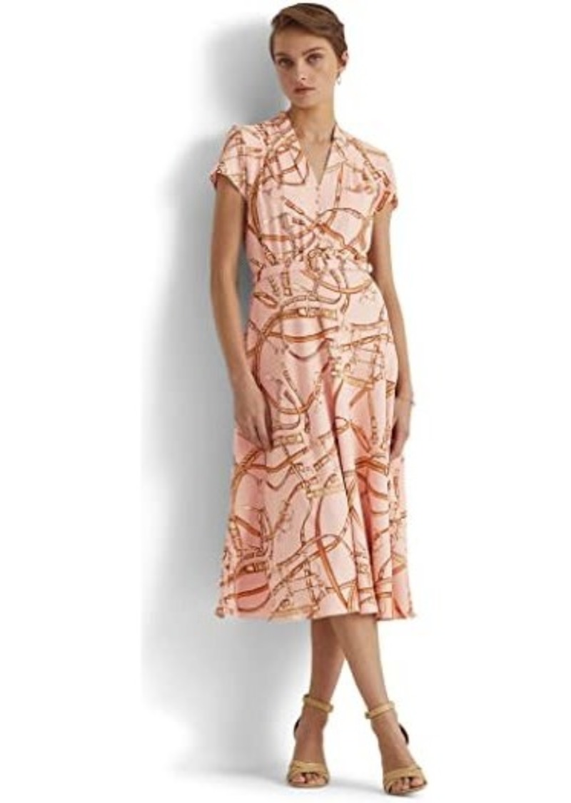 Ralph Lauren Print Belted Crepe Dress