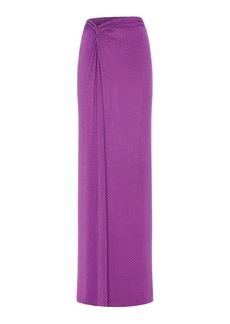 Ralph Lauren - Embelished Jersey Sarong Maxi Skirt - Purple - S - Moda Operandi