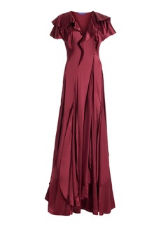 Ralph Lauren - Josef Pleated Georgette Gown - Red - US 2 - Moda Operandi