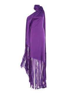 Ralph Lauren - Marlee Fringed Silk Maxi Dress - Purple - US 6 - Moda Operandi