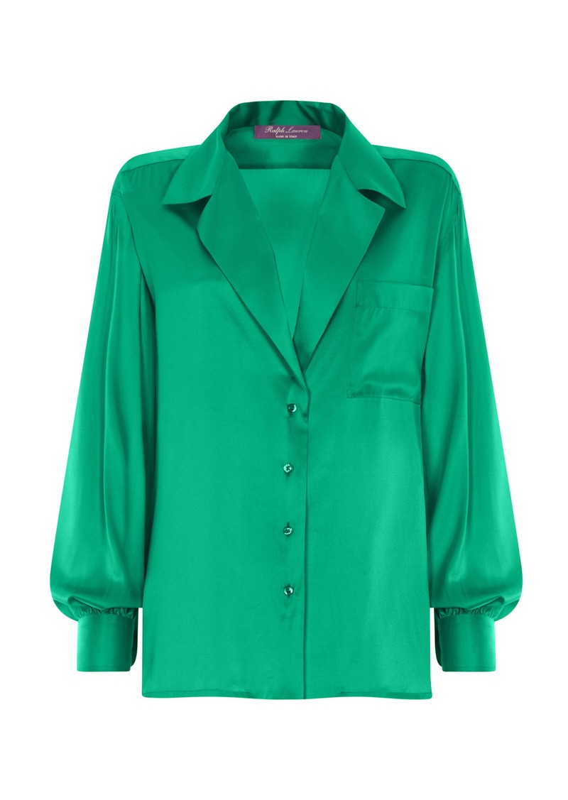 Ralph Lauren - Roslin Silk Shirt - Turquoise - US 2 - Moda Operandi