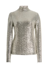 Ralph Lauren - Sequined Turtleneck Top - Silver - L - Moda Operandi