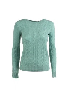 RALPH LAUREN Aqua green wool and cashmere cable knit sweater