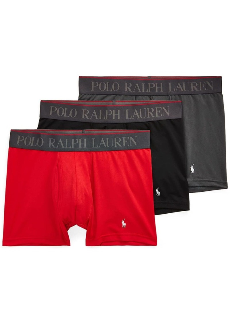 Ralph Lauren Polo POLO RALPH LAUREN Mens 4d-flex Performance Air 3-pack Boxer Briefs Rl2000 Red/Polo Black/Charcoal Grey  US