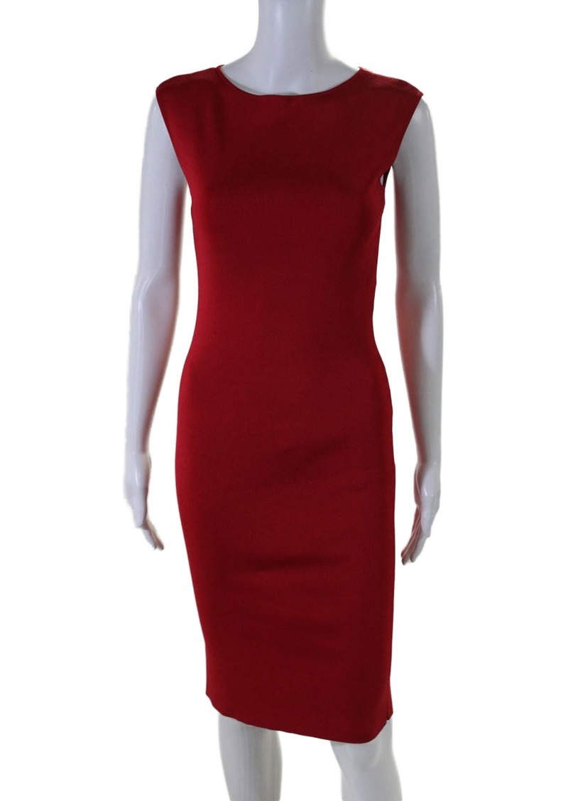 Ralph Lauren Black Label Womens Back Zip Boat Neck Knit Sheath Dress Red