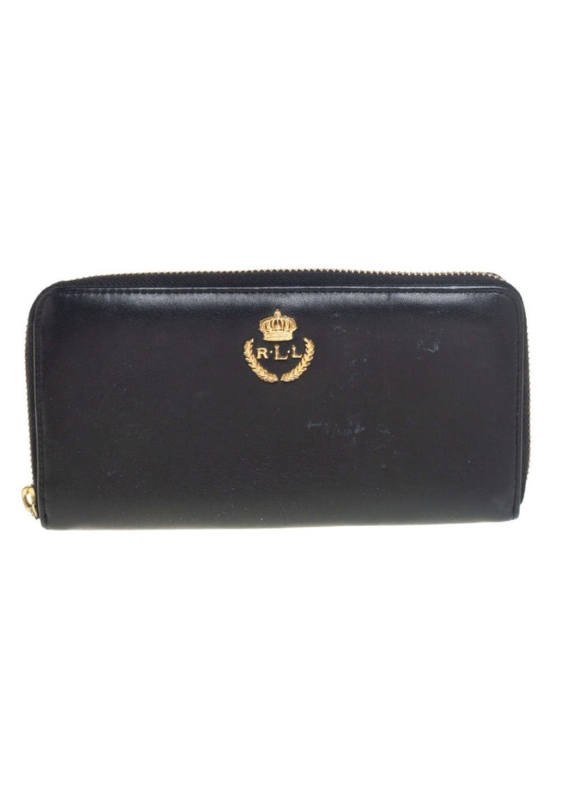 Ralph Lauren Black Leather Zip Around Wallet