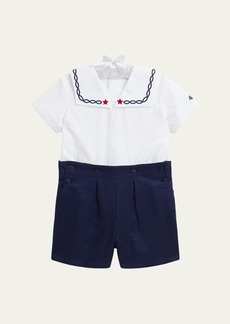 Ralph Lauren Childrenswear Boy's Cotton Broadcloth Sailor Shirt and Shorts Set  Size 9M-24M