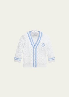 Ralph Lauren Childrenswear Boy's Cotton Cricket Cable-Knit Cardigan  Size 3M-18M