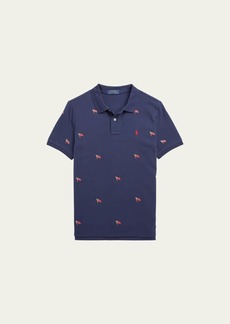 Ralph Lauren Childrenswear Boy's Embroidered American Flag Mesh Polo Shirt  Size S-XL