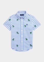 Ralph Lauren Childrenswear Boy's Gingham Palm Tree Polo Shirt  Size 2-4