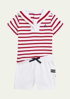 Ralph Lauren Childrenswear Boy's Interlock Sailor Top  Cardigan and Shorts Set  Size 3M-24 M