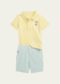 Ralph Lauren Childrenswear Boy's Interlock Short-Sleeve Golf Shirt and Shorts  3M-24M