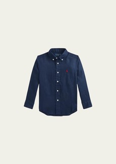 Ralph Lauren Childrenswear Boy's Linen Long-Sleeve Button-Front Shirt. Size 2-7
