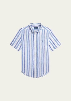Ralph Lauren Childrenswear Boy's Linen Striped Polo Shirt  Size S-XL