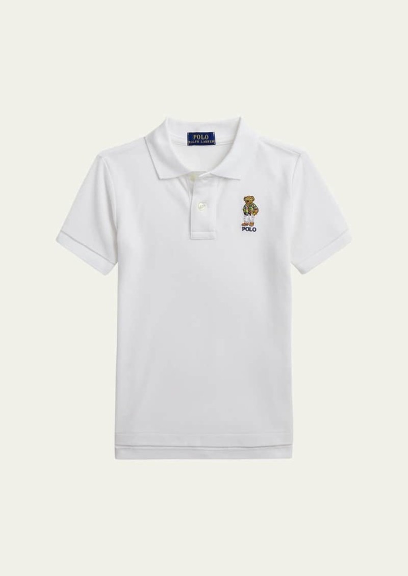 Ralph Lauren Childrenswear Boy's Mesh Polo Shirt Embroidered W/ Polo Bear  Size 2-7