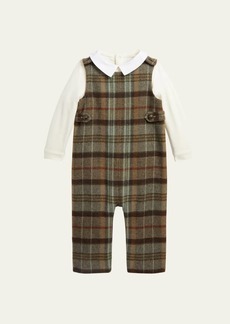 Ralph Lauren Childrenswear Boy's Plaid Coverall & Bodysuit Set  Size 9M-24M