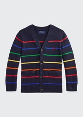 Ralph Lauren Childrenswear Boy's Striped Cotton V-Neck Cardigan  Size 5-7