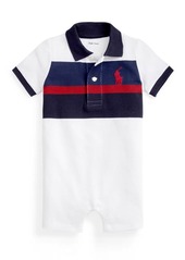 Ralph Lauren Childrenswear Boy's Striped Short-Sleeve Polo Playsuit  Size 6-24M