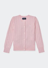 Ralph Lauren Childrenswear Girl's Cable-Knit Cotton Ribbed Cardigan  Size 5-6X