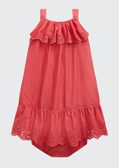 Ralph Lauren Childrenswear Girl's Eyelet-Embroidered Ruffle Dress w/ Bloomers  Size 9-24M