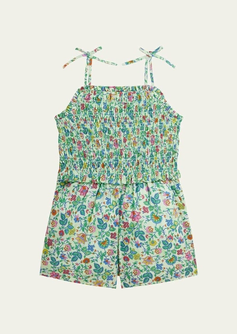Ralph Lauren Childrenswear Girl's Floral-Print Smocked Romper  Size 2-6X