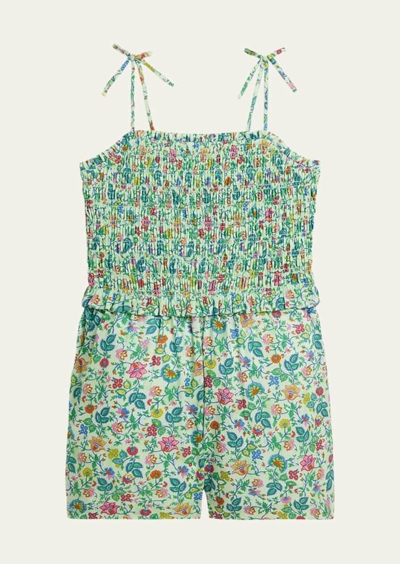 Ralph Lauren Childrenswear Girl's Floral-Print Smocked Romper  Size 7-16