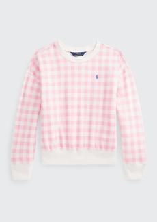 Ralph Lauren Childrenswear Girl's Gingham Fleece Sweatshirt  Size 5-6X