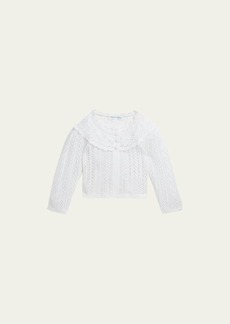 Ralph Lauren Childrenswear Girl's Long-Sleeve Open-Knit Cotton Cardigan  Size 3M-24M