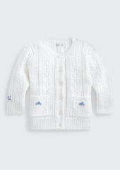 Ralph Lauren Childrenswear Girl's Pointelle-Knit Cotton Cardigan  Size 3-24M