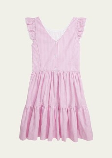 Ralph Lauren Childrenswear Girl's Seersucker Tiered Stripe Dress  Size 7-16