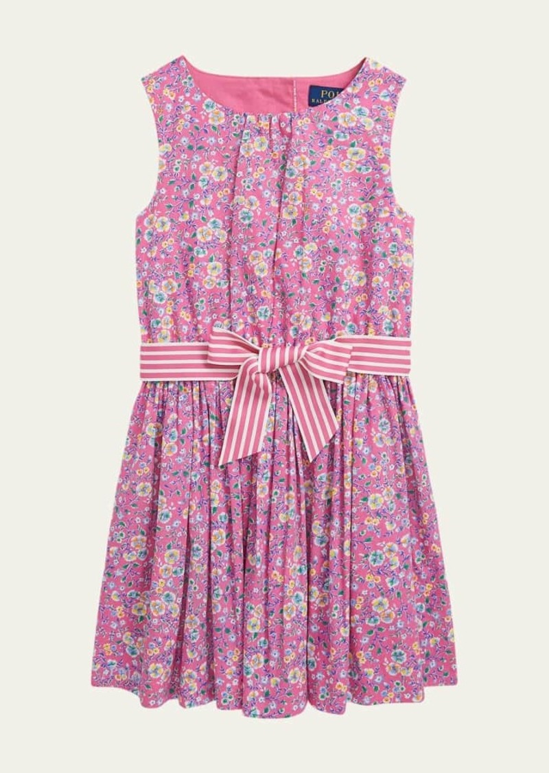 Ralph Lauren Childrenswear Girl's Sleeveless Cotton Poplin Fit & Flare Dress  Size 2-6X