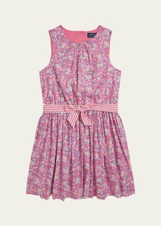 Ralph Lauren Childrenswear Girl's Sleeveless Cotton Poplin Fit & Flare Dress  Size 7-14