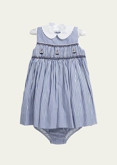 Ralph Lauren Childrenswear Girl's Striped Hand-Smocked Sailboat Dress  Size 9M-24M