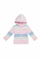 Ralph Lauren Childrenswear Girl's Striped Knit Hooded Cardigan  Size 9-24M