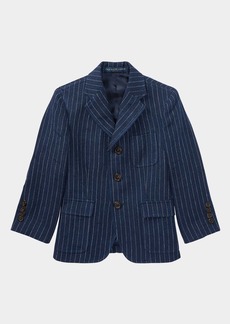 Ralph Lauren Childrenswear Linen Princeton Pinstripe Blazer  Size 2-3