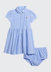 Ralph Lauren Childrenswear Yarn-Dyed Oxford Mesh Stripe Dress w/ Matching Bloomers  Size 6-24 Months
