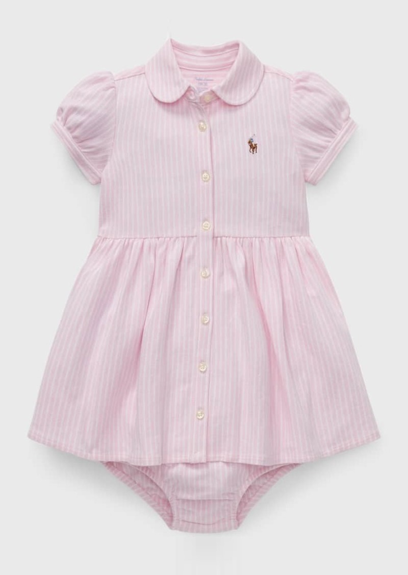 Ralph Lauren Childrenswear Yarn-Dyed Oxford Mesh Stripe Dress With Matching Bloomers  Size 3M-24M