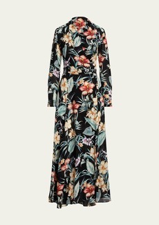 Ralph Lauren Collection Aniyah Delano Tropical Floral-Print Linen Voile Maxi Wrap Shirtdress