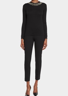 Ralph Lauren Collection Annie Cropped Wool Crepe Pants  Black