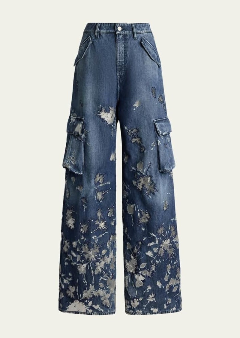 Ralph Lauren Collection Berke Embellished Wide-Leg Cargo Jeans