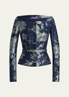 Ralph Lauren Collection Bethanne Floral Jacquard Belted Jacket