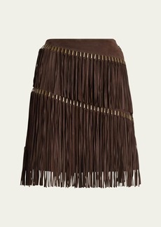 Ralph Lauren Collection Brielle Suede Fringe Mini Skirt