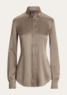 Ralph Lauren Collection Cameron Stretch Silk Button Front Shirt