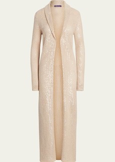 Ralph Lauren Collection Cashmere Open-Knit Cardigan with Sequin Details