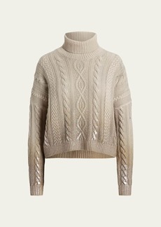 Ralph Lauren Collection Cashmere Turtleneck Sweater with Artisanal Handpainted Detail