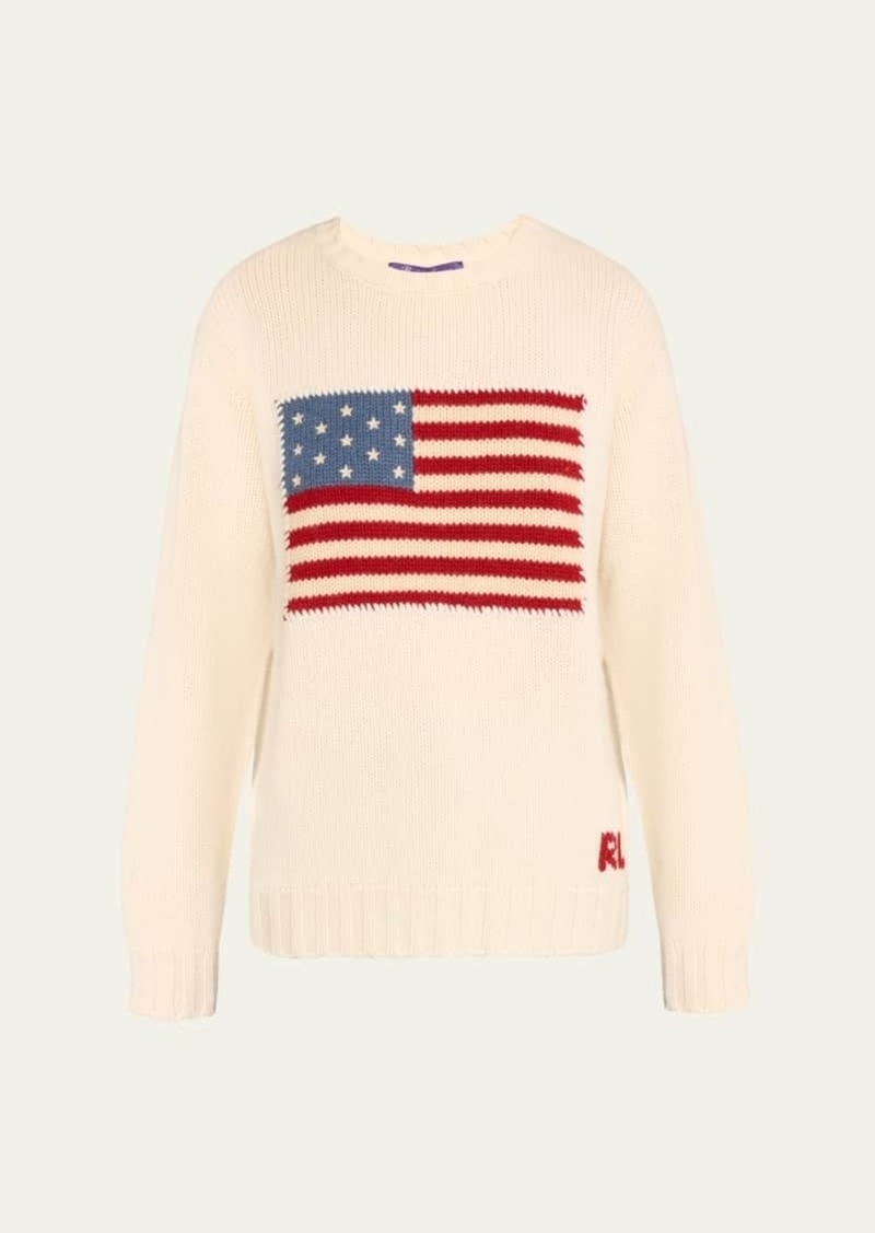 Ralph Lauren Collection Flag Crewneck Cashmere Sweater